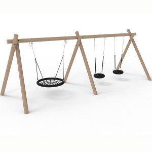 LE20232U  Dobbelt huskestativ med kurvgynge og 2 dekkseter